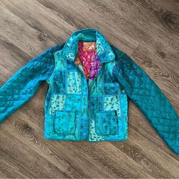 Coldwater creek rayon silk patch reversible jacket - Picture 8 of 14